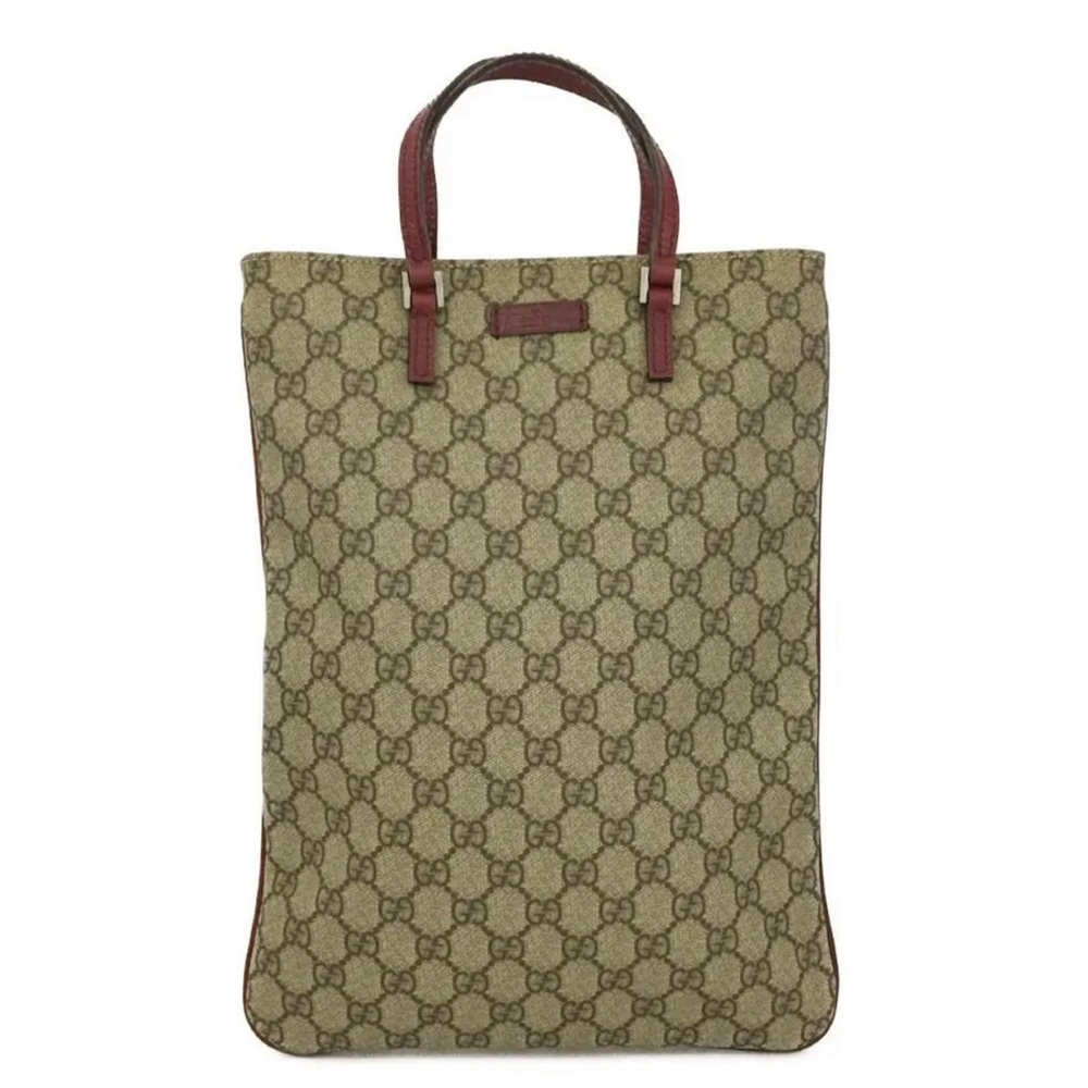Authentic Gucci GG Supreme Beige GG PVC Tote Bag. Fits an iPad & Classy af